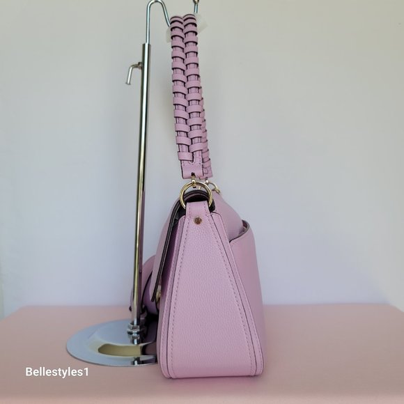 KATE SPADE Hudson Pebbled Leather Medium Flap Convertible Shoulder Bag-Lav Fst ⭐ - Picture 10 of 16